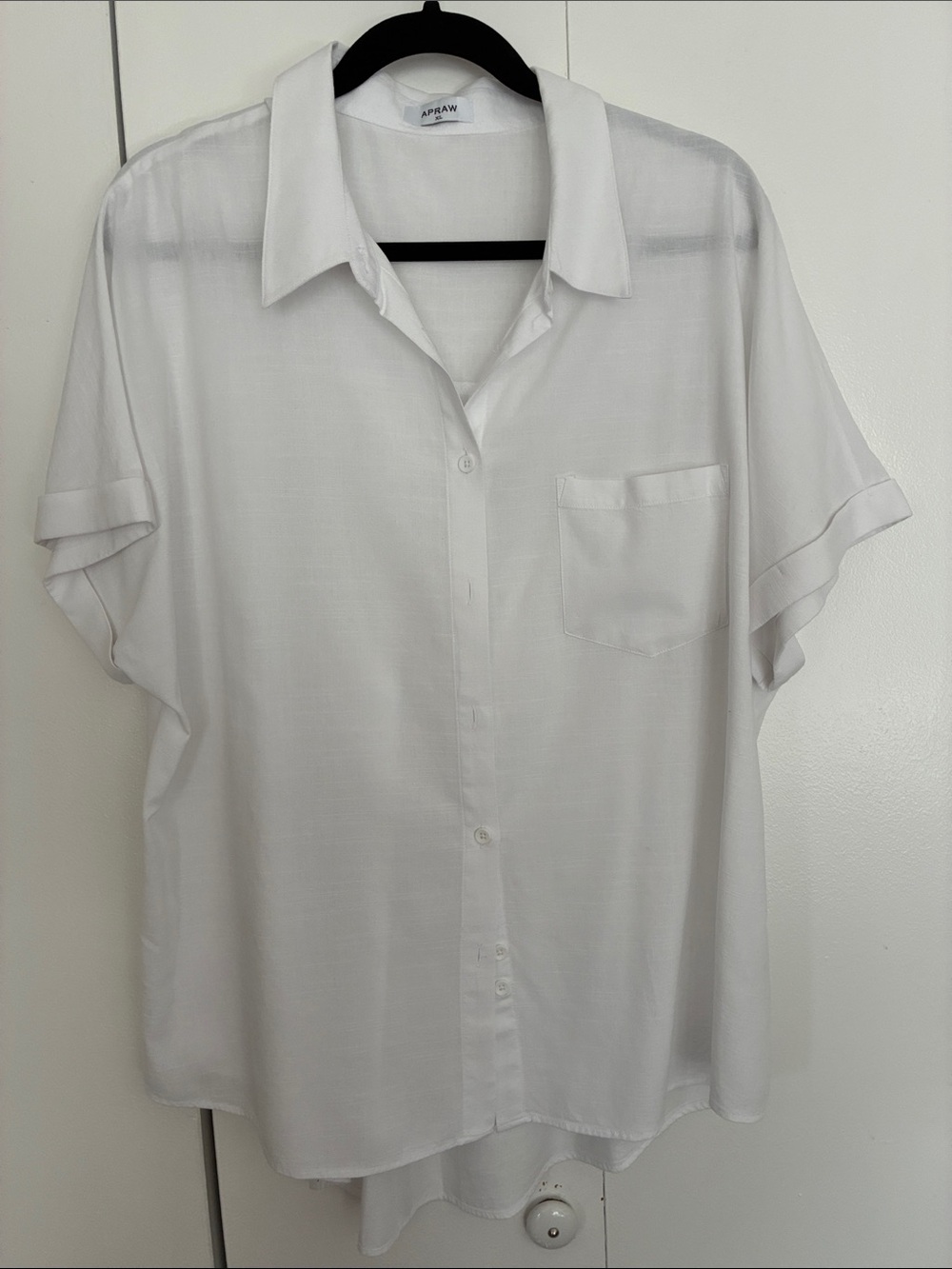 Apt. 9 White Short-Sleeve Relaxed Button-Up Blouse